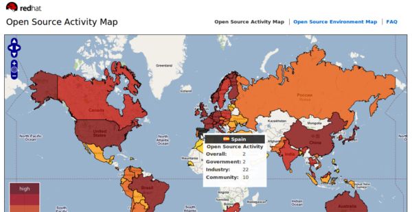 Open Source Activity Map - Mapa mundial do código aberto