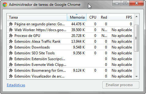 administrador de tareas chrome