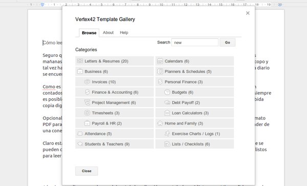 galeria de templates google drive