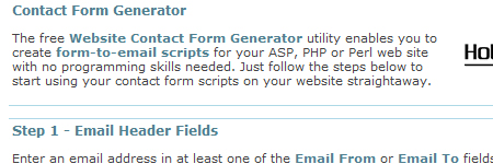 Website Contact Form - Online Generator