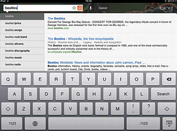 Bing como Aplicación en tu iPad