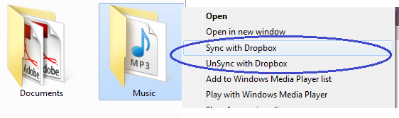 dropbox folder sync