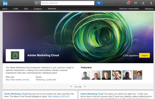 Página de escaparate de Adobe Marketing Cloud