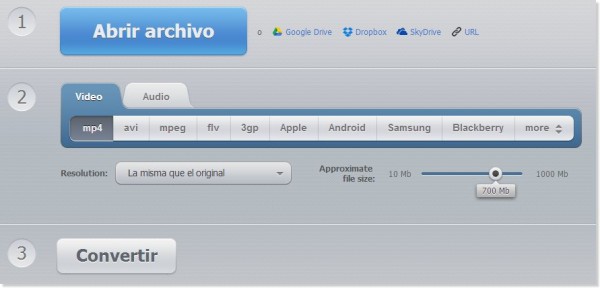Online Video Converter, para archivos en tu SkyDrive, Drive y