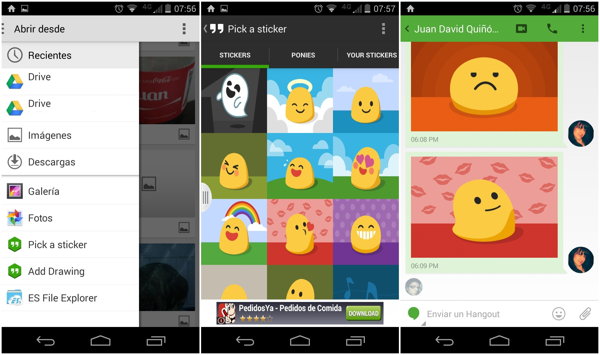 stickers hangouts android