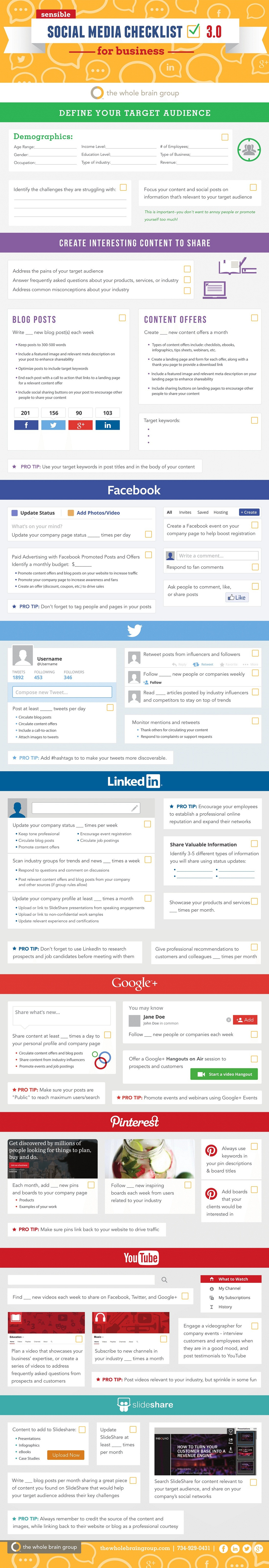infografia checklist redes sociales negocios