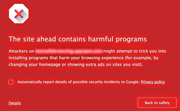 chrome alerta unwanted software
