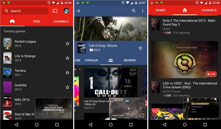 YouTube Gaming Android