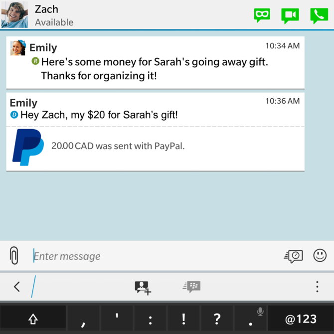 Cómo lucen los pagos ví­a PayPal dentro de BBM