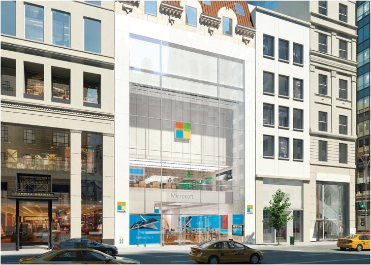 Render de la Microsoft Flagship Store en Nueva York