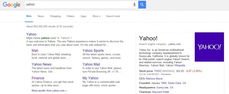 Yahoo en google.com