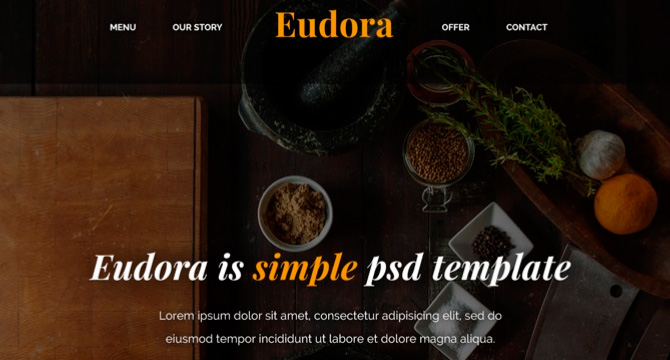 Eudora: Plantilla PSD Para Paginas De Restaurantes