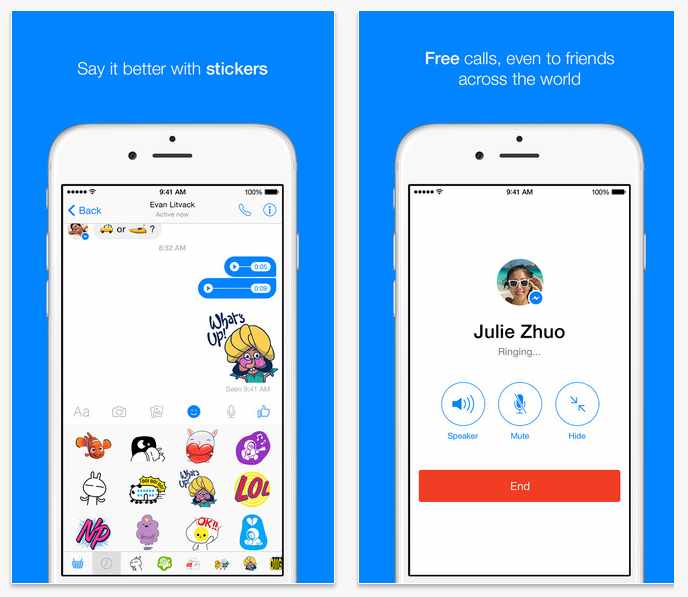 Imagen: Capturas oficiales de FB messenger para iOS