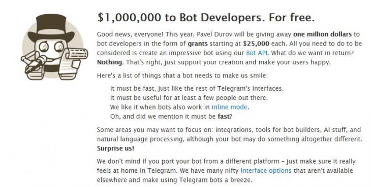 Telegram anuncia premios para creadores de bots