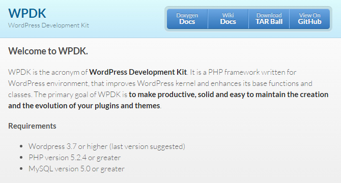 WPDK: Kit De Desarrollo De WordPress