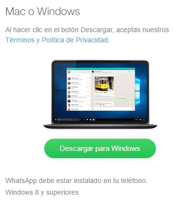 Whatsapp para windows y mac