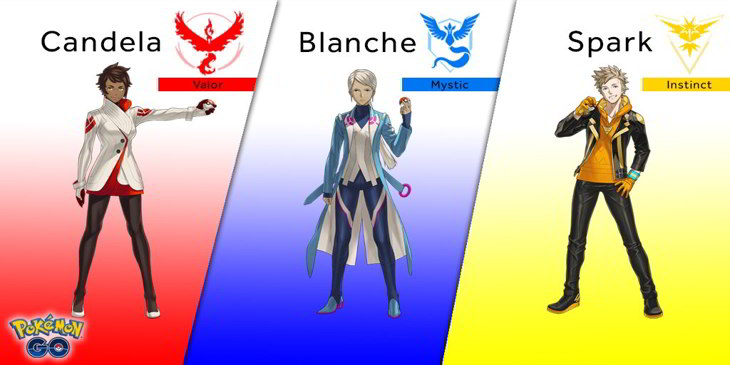 Los nuevos personajes. lí­deres de equipo, que aparecerán en Pokémon GO
