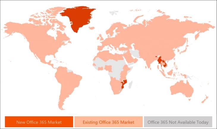 Imagen: Gráfica de disponibilidad de Office a nivel global/Microsoft