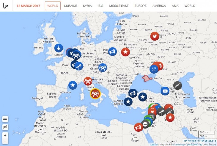 Un mapa interactivo que muestra los conflictos del mundo