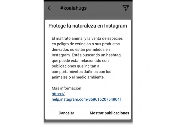 Instagram lanza advertencias en hashtags asociados a abuso animal