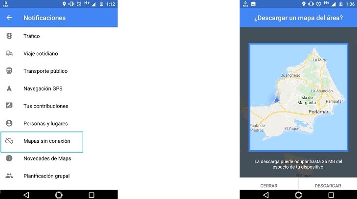 Descargar Mapas sin conexión en Google Maps