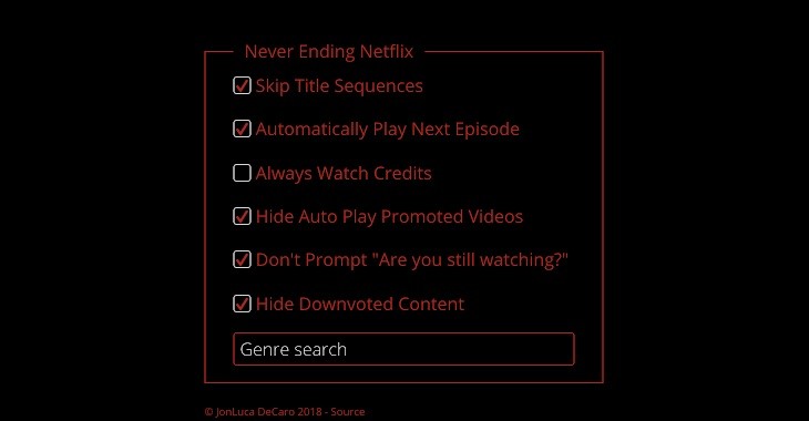 Nunca terminando Netflix plugin