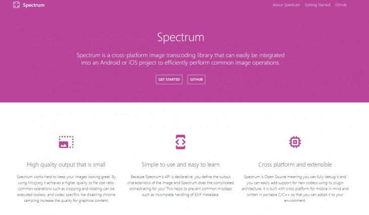 Web del proyecto Spectrum, para comprimir imágenes