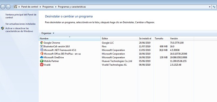 Desinstalar programas en Windows