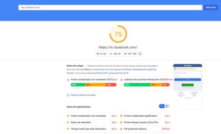 Herramienta PageSpeed Insights para medir Core Web Vitals y velocidad web