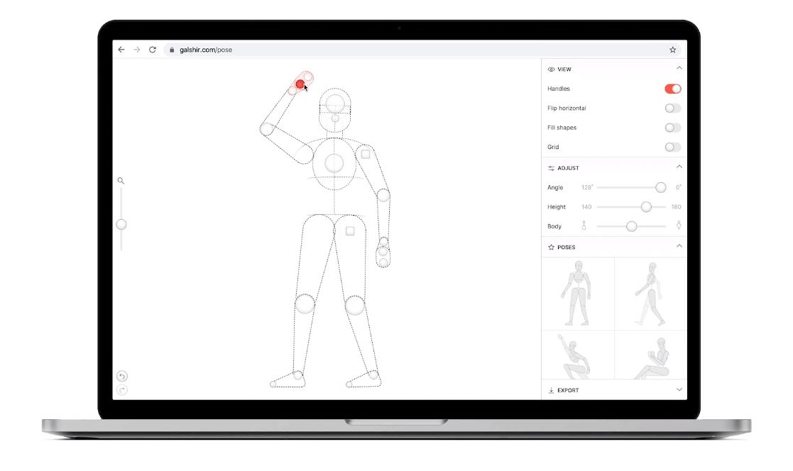 Una aplicación para dibujar figuras humanas en diferentes posiciones