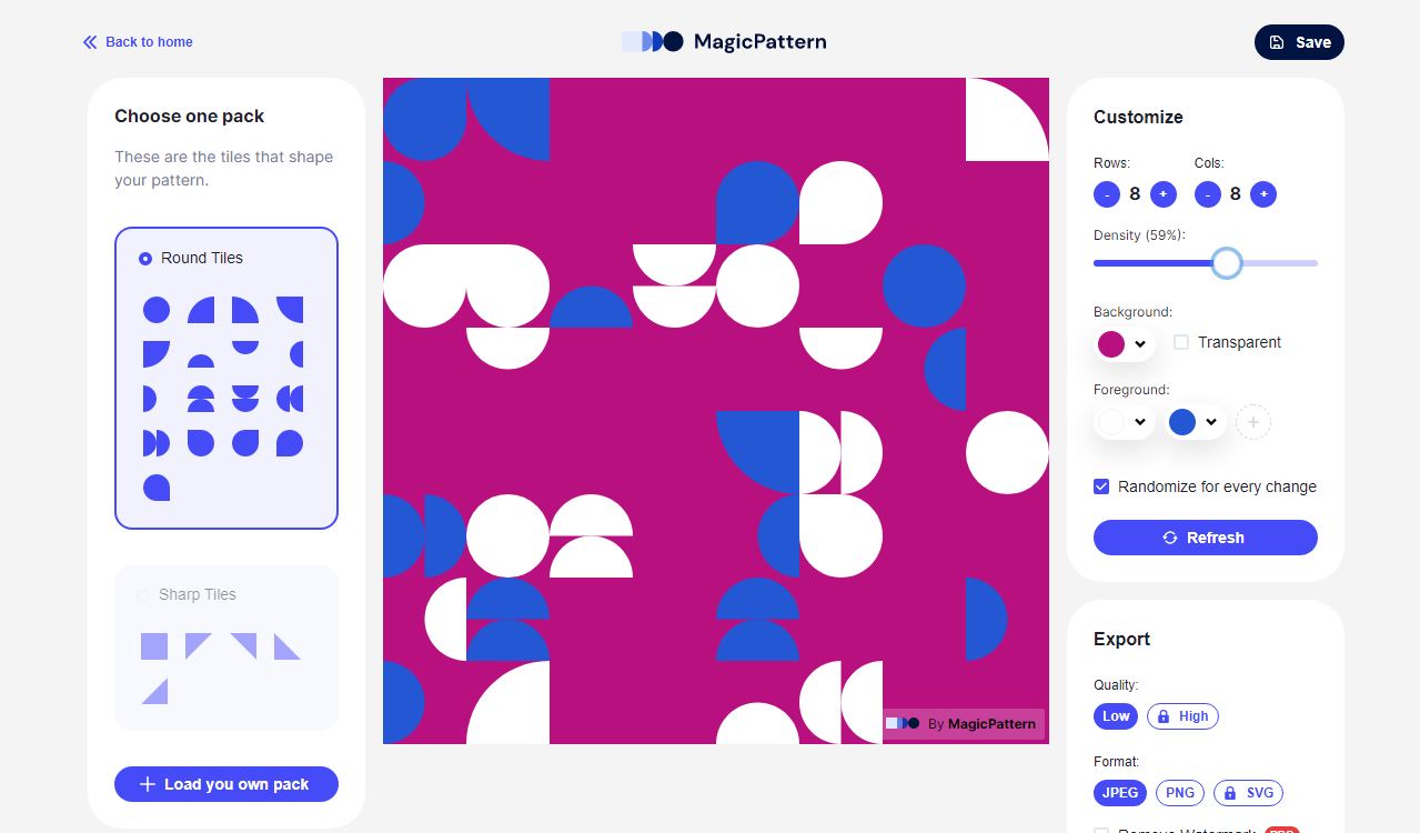 MagicPattern, para crear dibujos con patrones geométricos aleatorios