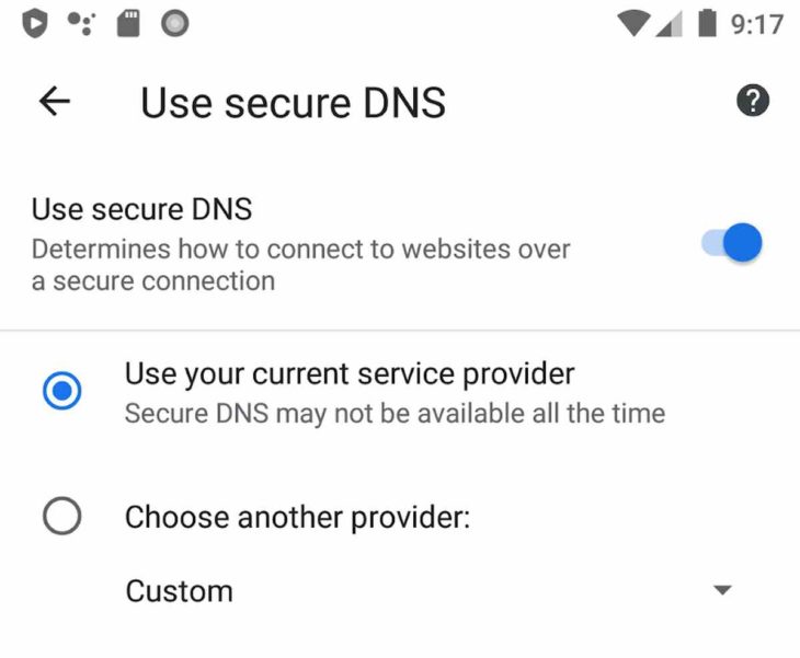 Secure DNS en Chrome para Android