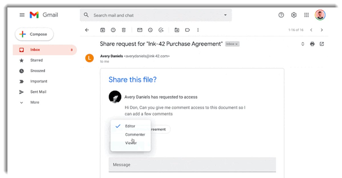 Ahora es más fácil compartir archivos de Drive desde Gmail
