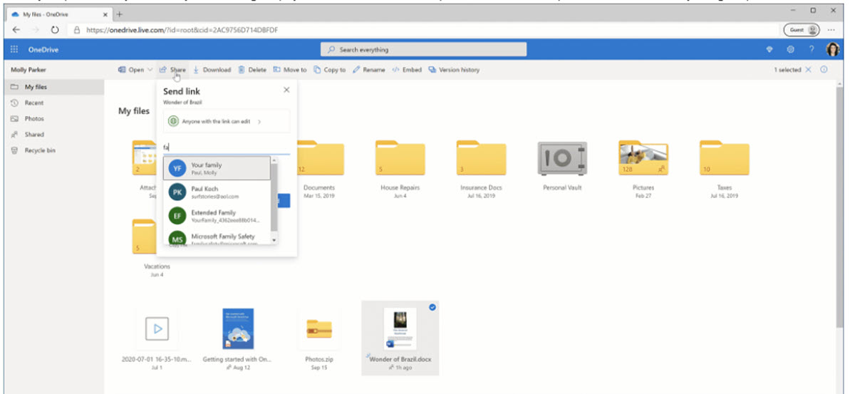 Microsoft OneDrive tiene nueva función para compartir archivos con amigos y familiares