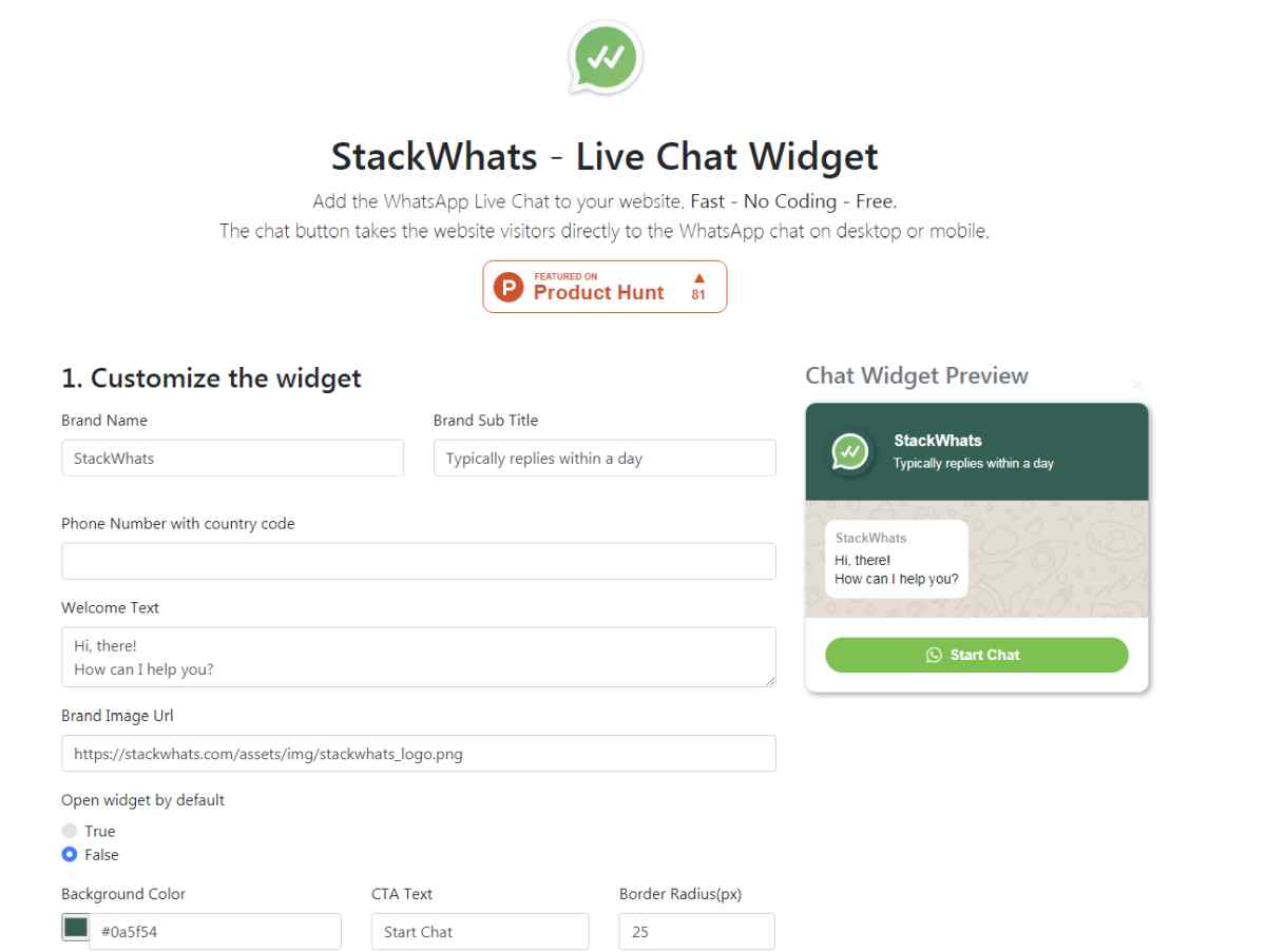 Un widget para sitios web que facilita el inicio de conversaciones en WhatsApp