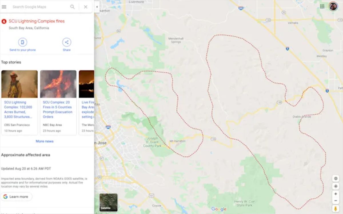 incendios google maps