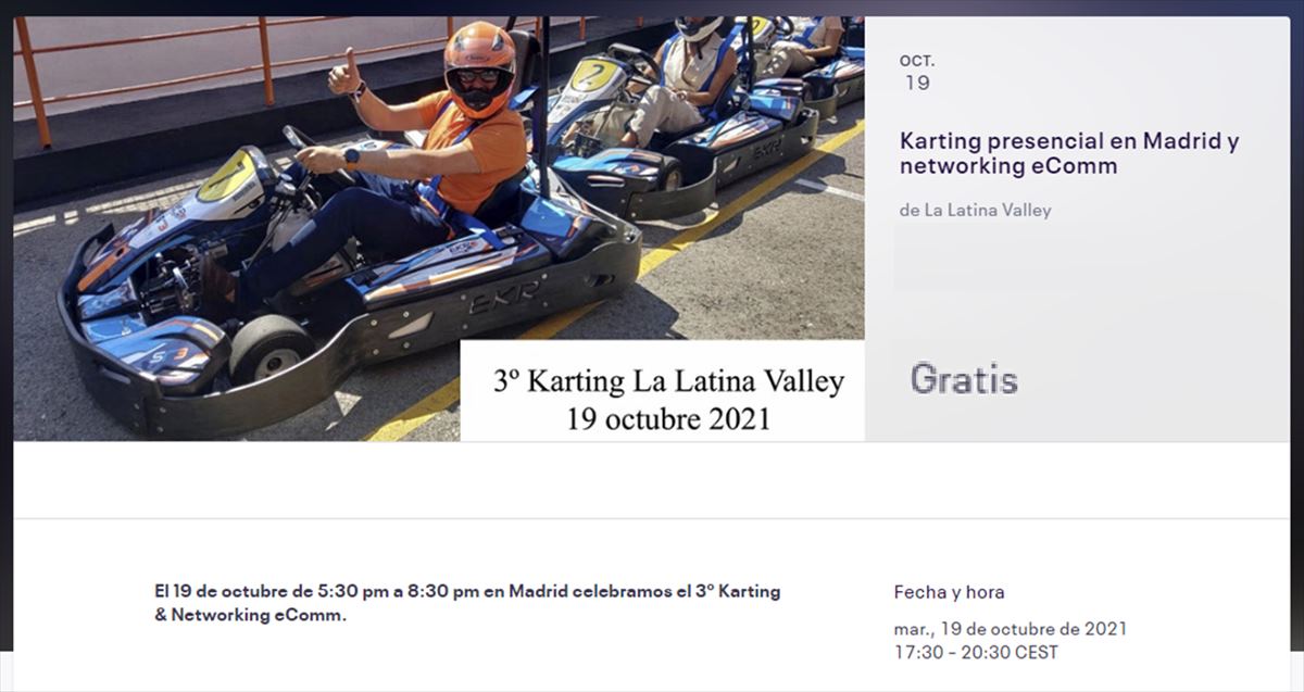 Karting y networking gratis para profesionales de negocios digitales