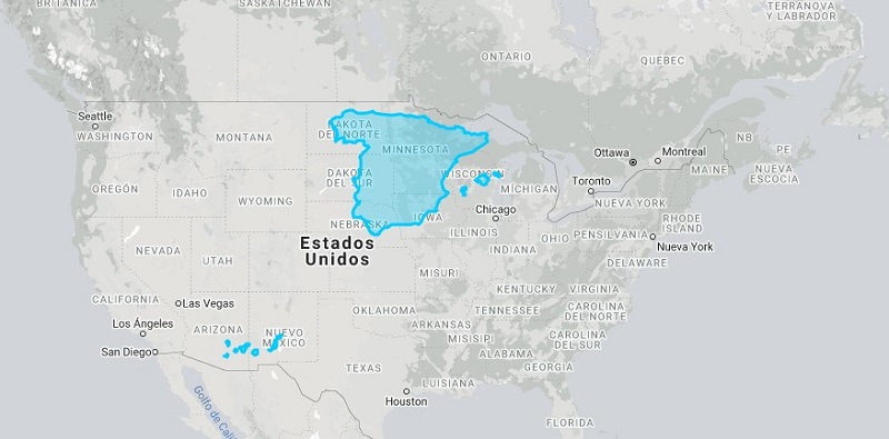 the true size of_españa_estados unidos
