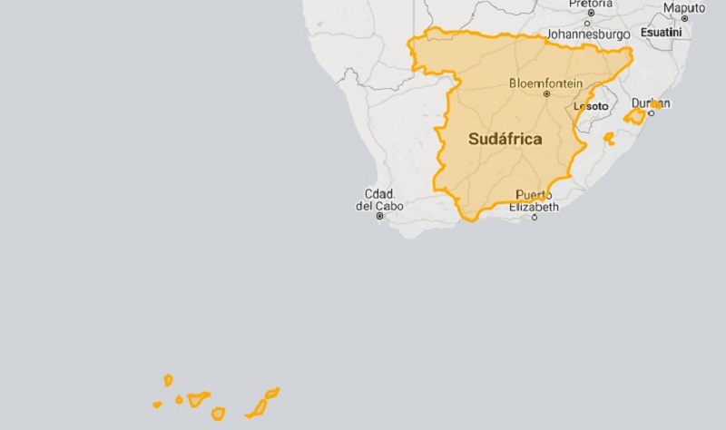 the true size of_españa_surafrica