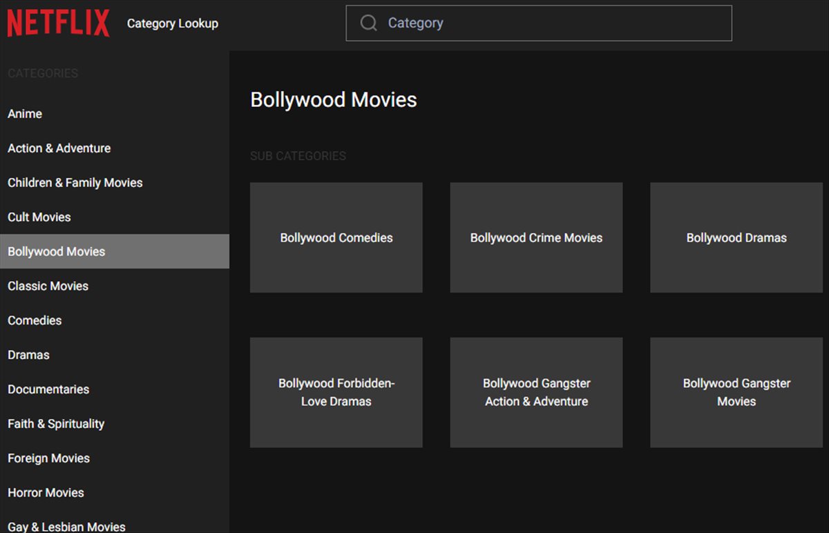 categorias ocultas netflix