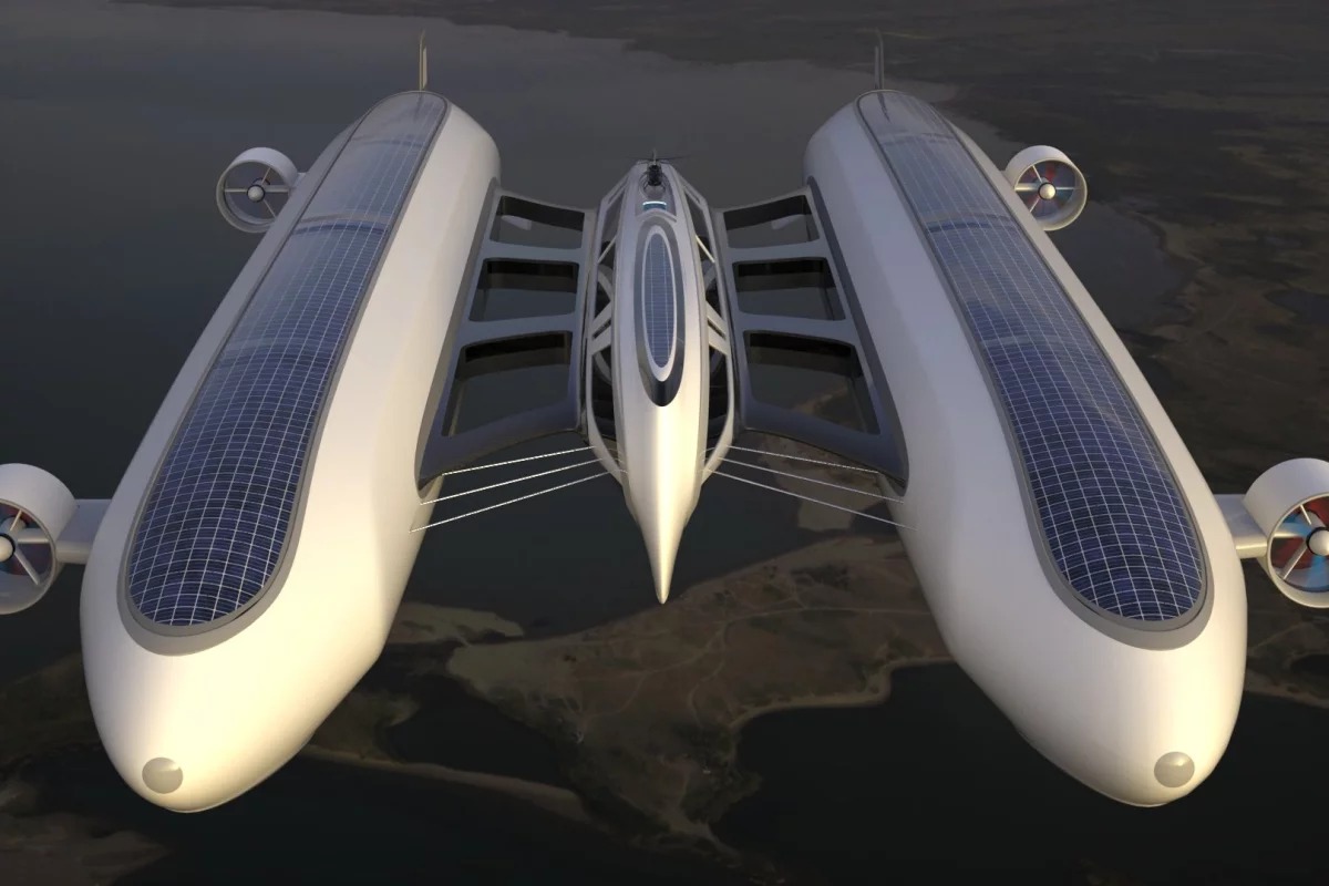 Crean concepto de nave que fusiona un catamaran y un dirigible