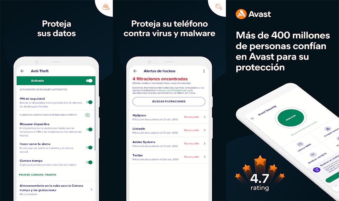 Avast es uno de los mejores antivirus que se pueden encontrar para celulares