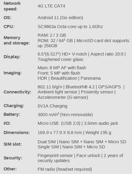especificaciones Nokia C21