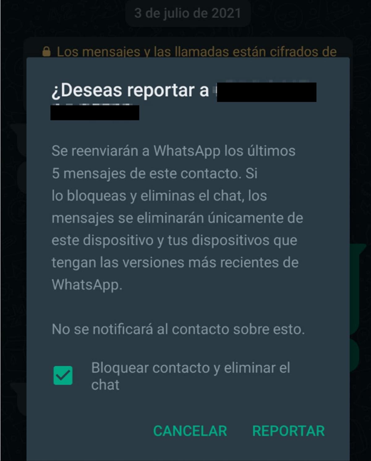 reportar whatsapp