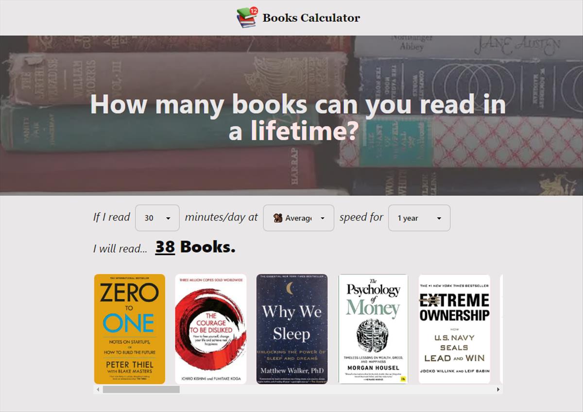 Una calculadora online que muestra cuántos libros puedes leer al año