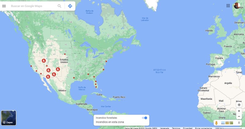 mostrar alertas de incendios forestales google maps_3