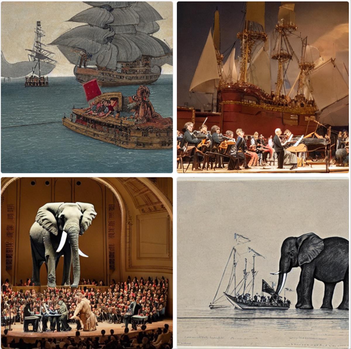 Un barco y un elefante en un concierto