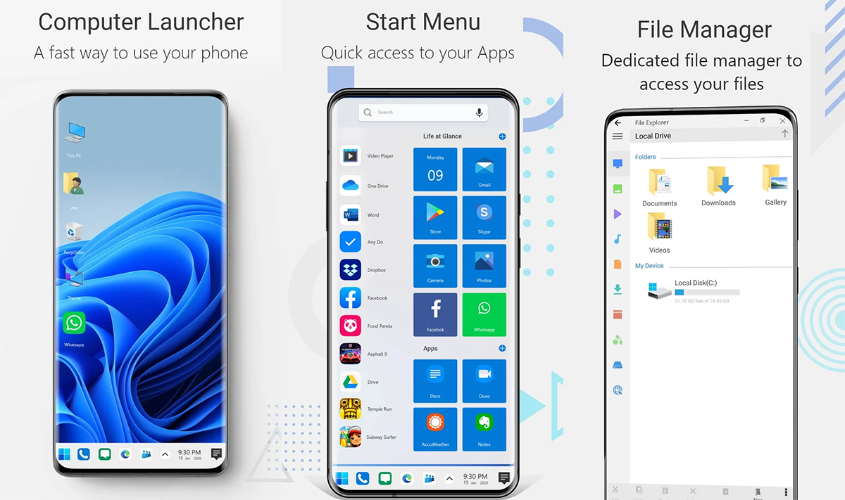 Launcher para usar Windows en un móvil Android