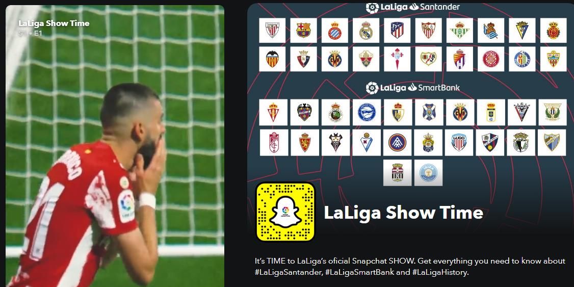 Fútbol de LaLiga en Snapchat, ahora podremos ver los mejores goles y las mejores jugadas, gratis
