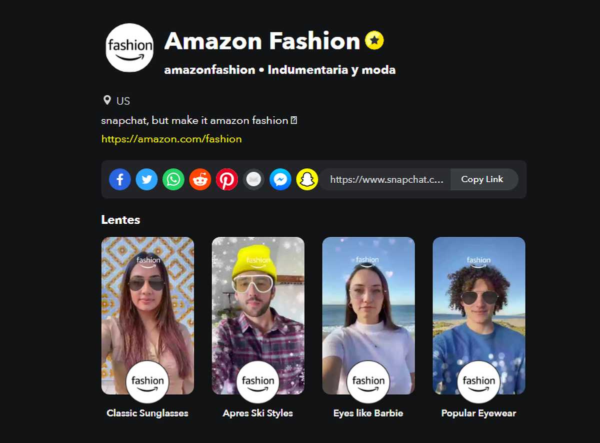 Amazon Fashion en Snapchat